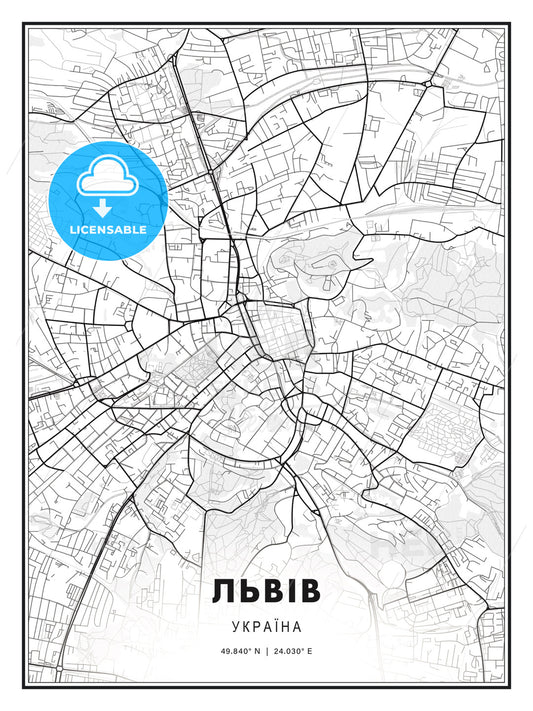 ЛЬВІВ / Lviv, Ukraine, Modern Print Template in Various Formats - HEBSTREITS Sketches
