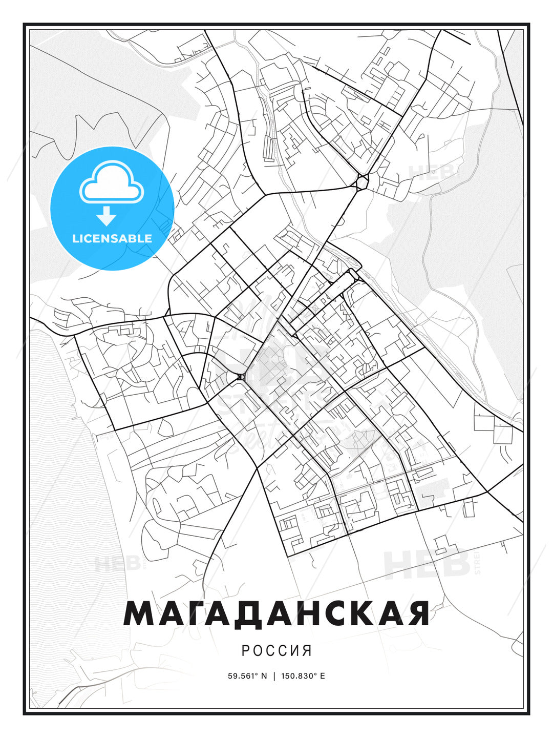 МАГАДАНСКАЯ / Magadan, Russia, Modern Print Template in Various Formats - HEBSTREITS Sketches