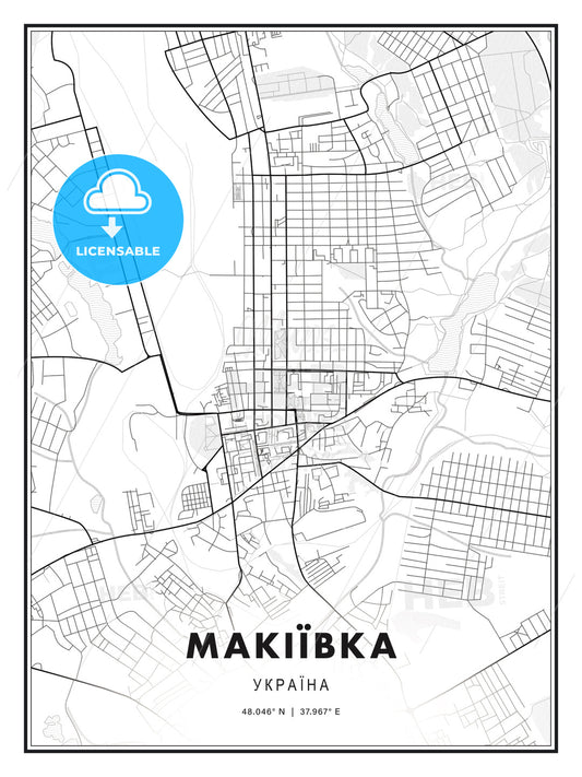 МАКІЇВКА / Makiivka, Ukraine, Modern Print Template in Various Formats - HEBSTREITS Sketches