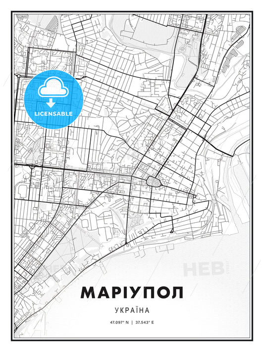 МАРІУПОЛ / Mariupol, Ukraine, Modern Print Template in Various Formats - HEBSTREITS Sketches