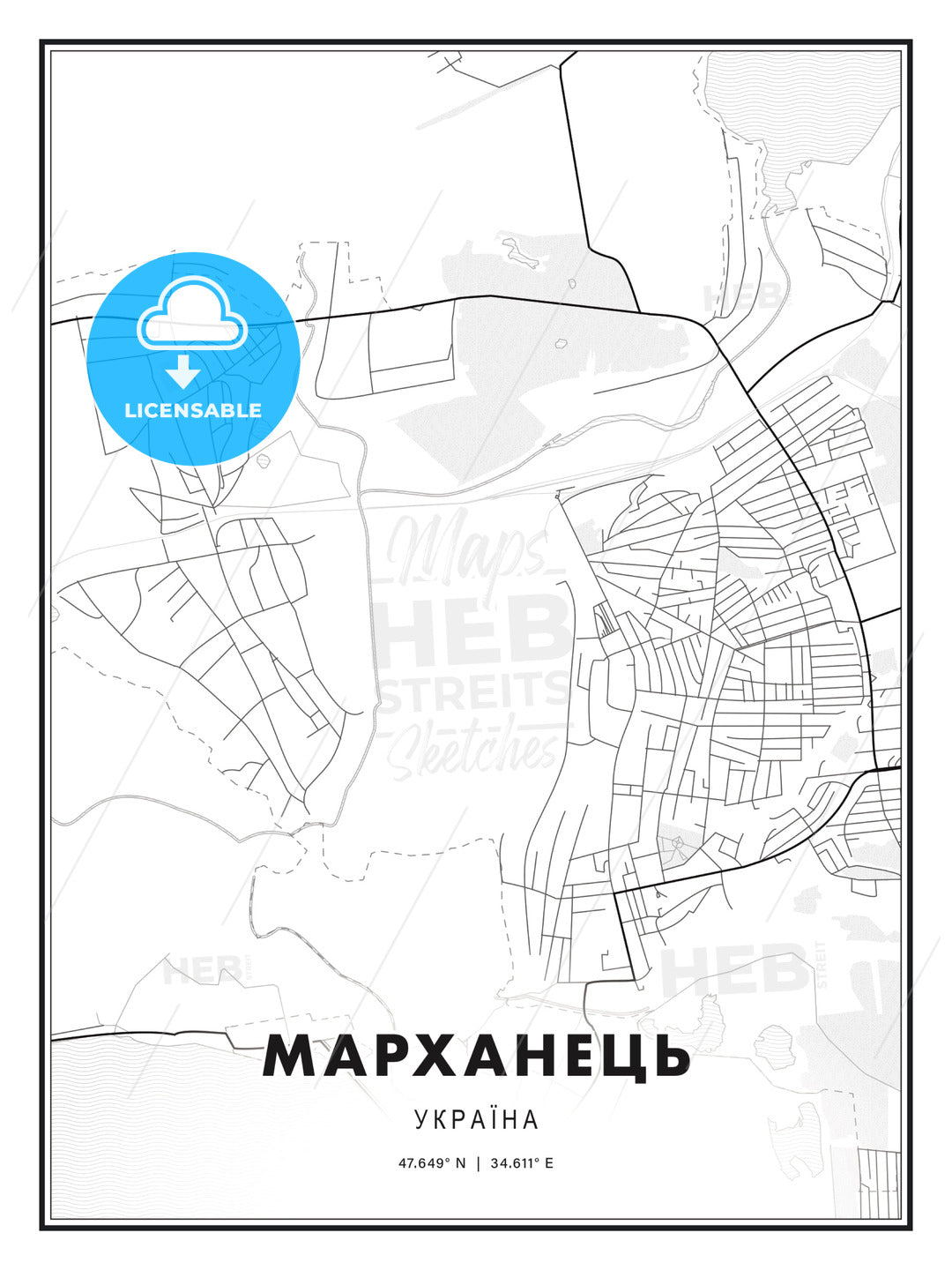 МАРХАНЕЦЬ / Marhanets, Ukraine, Modern Print Template in Various Formats - HEBSTREITS Sketches