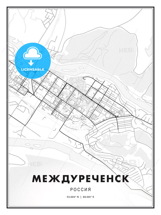 МЕЖДУРЕЧЕНСК / Mezhdurechensk, Russia, Modern Print Template in Various Formats - HEBSTREITS Sketches