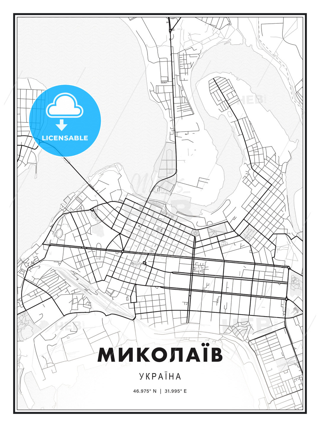 МИКОЛАЇВ / Mykolaiv, Ukraine, Modern Print Template in Various Formats - HEBSTREITS Sketches