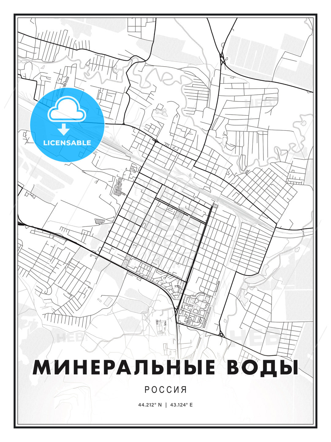 МИНЕРАЛЬНЫЕ ВОДЫ / Mineralnye Vody, Russia, Modern Print Template in Various Formats - HEBSTREITS Sketches