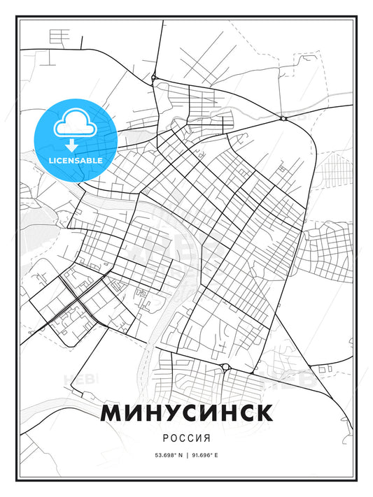 МИНУСИНСК / Minusinsk, Russia, Modern Print Template in Various Formats - HEBSTREITS Sketches