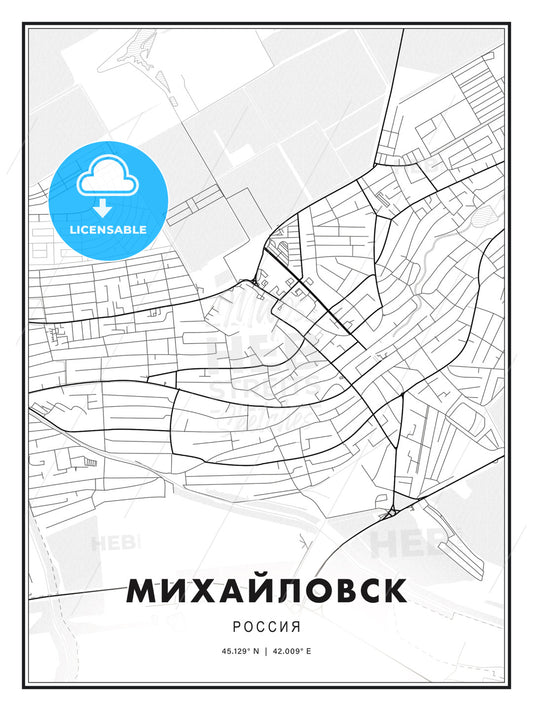 МИХАЙЛОВСК / Mikhaylovsk, Russia, Modern Print Template in Various Formats - HEBSTREITS Sketches