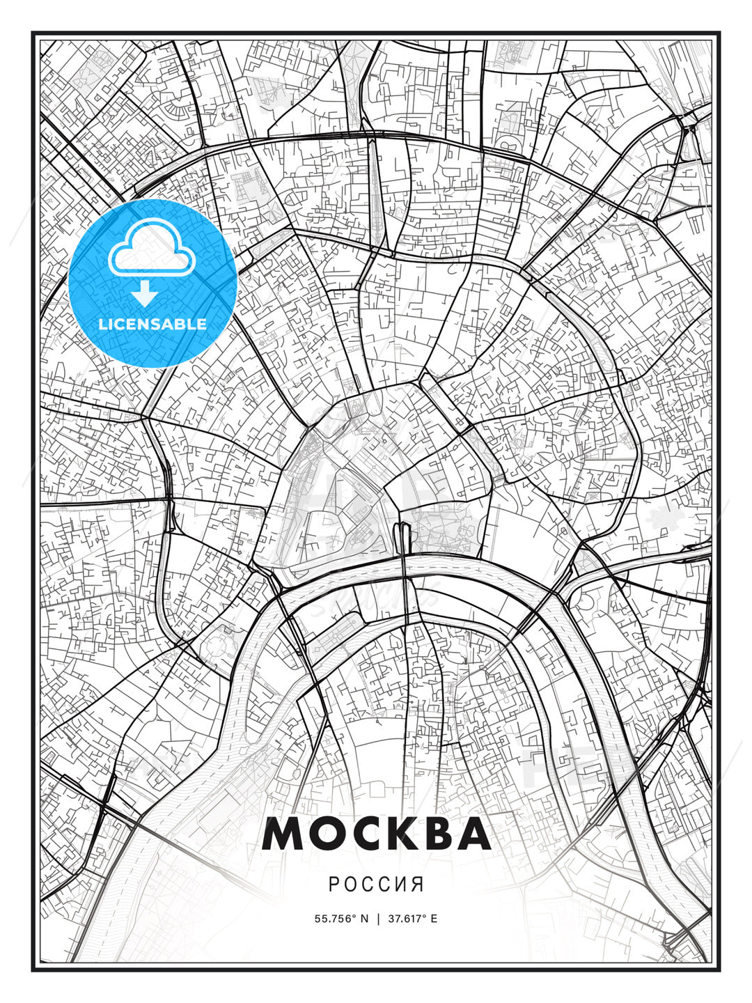 МОСКВА / Moscow, Russia, Modern Print Template in Various Formats - HEBSTREITS Sketches