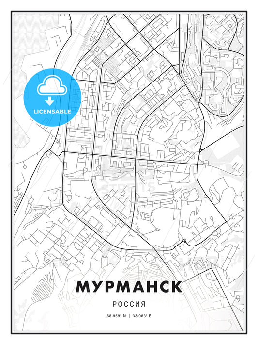 МУРМАНСК / Murmansk, Russia, Modern Print Template in Various Formats - HEBSTREITS Sketches