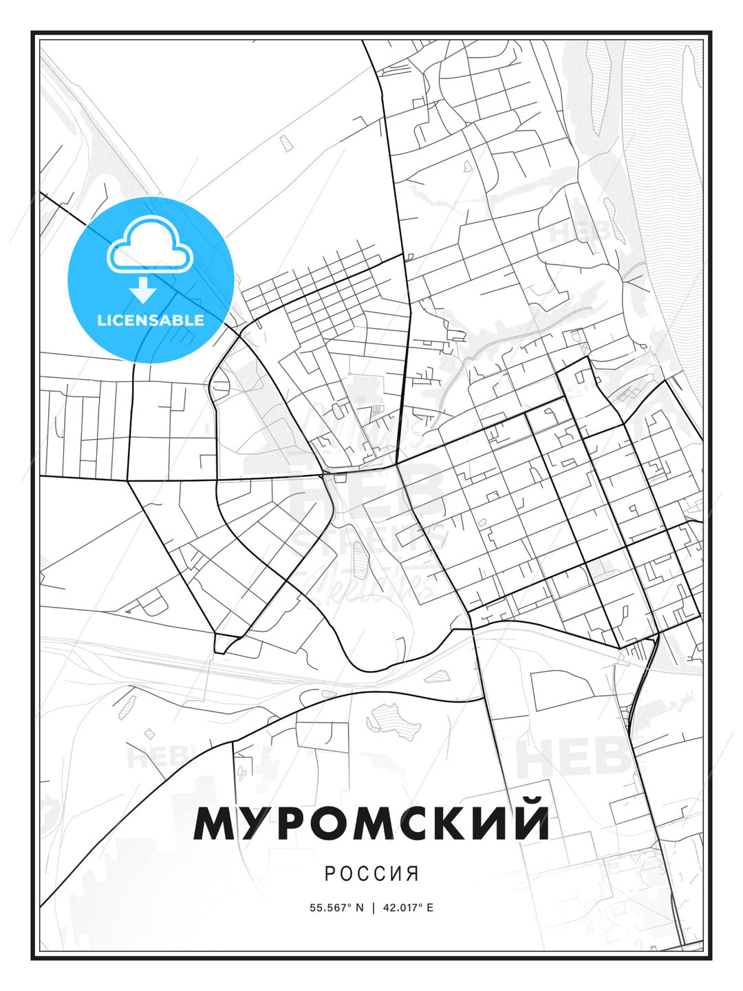 МУРОМСКИЙ / Murom, Russia, Modern Print Template in Various Formats - HEBSTREITS Sketches