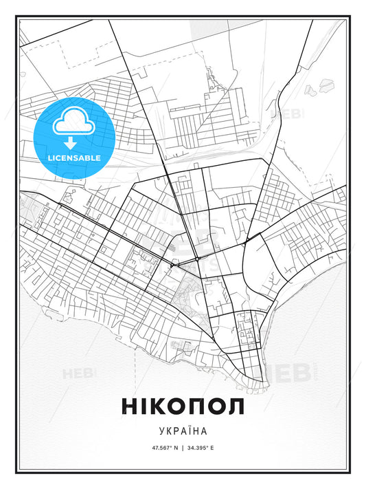 НІКОПОЛ / Nikopol, Ukraine, Modern Print Template in Various Formats - HEBSTREITS Sketches