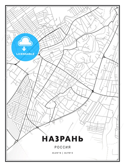 НАЗРАНЬ / Nazran, Russia, Modern Print Template in Various Formats - HEBSTREITS Sketches