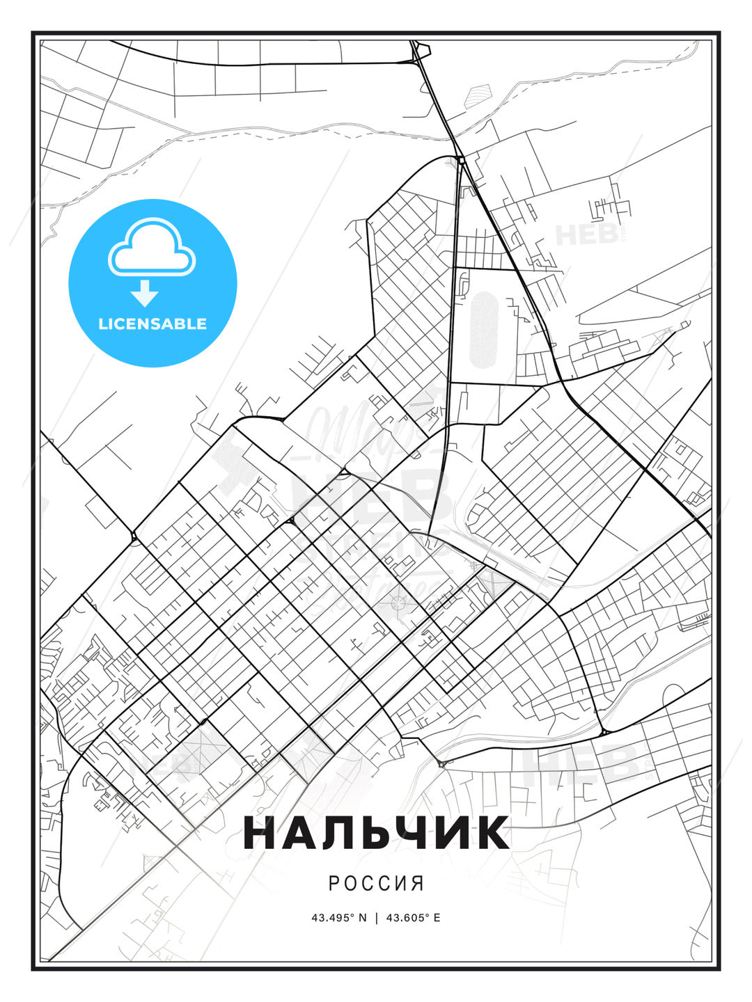 НАЛЬЧИК / Nalchik, Russia, Modern Print Template in Various Formats - HEBSTREITS Sketches