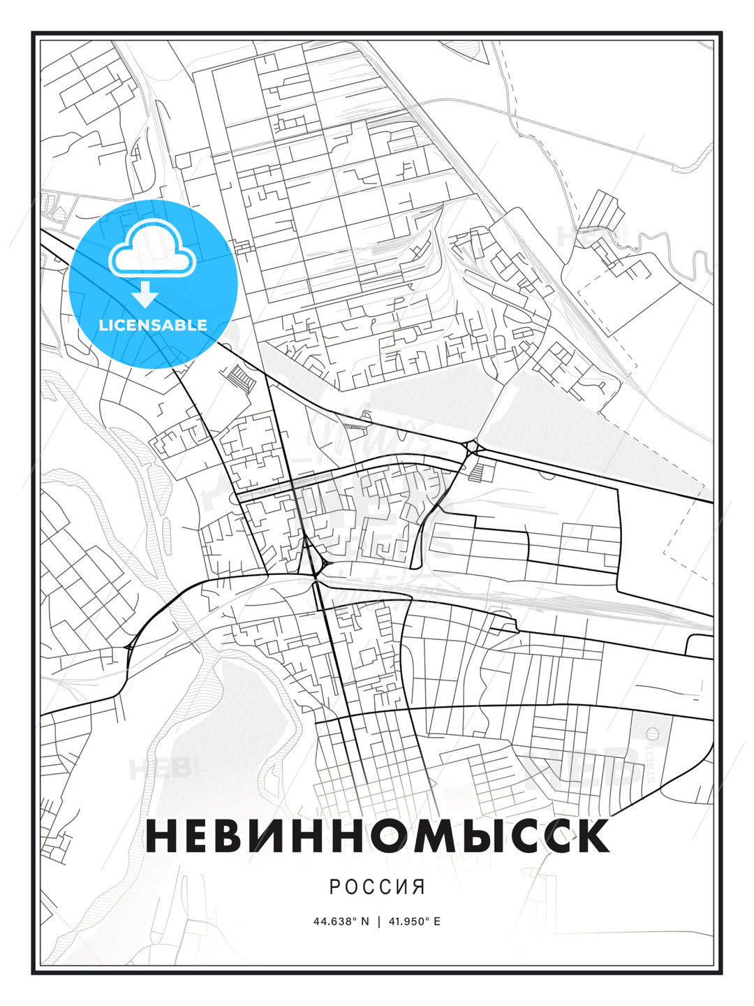 НЕВИННОМЫССК / Nevinnomyssk, Russia, Modern Print Template in Various Formats - HEBSTREITS Sketches