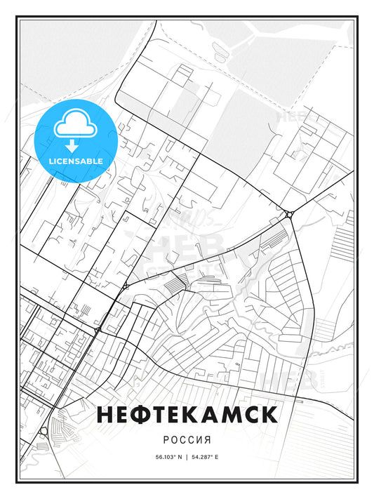 НЕФТЕКАМСК / Neftekamsk, Russia, Modern Print Template in Various Formats - HEBSTREITS Sketches
