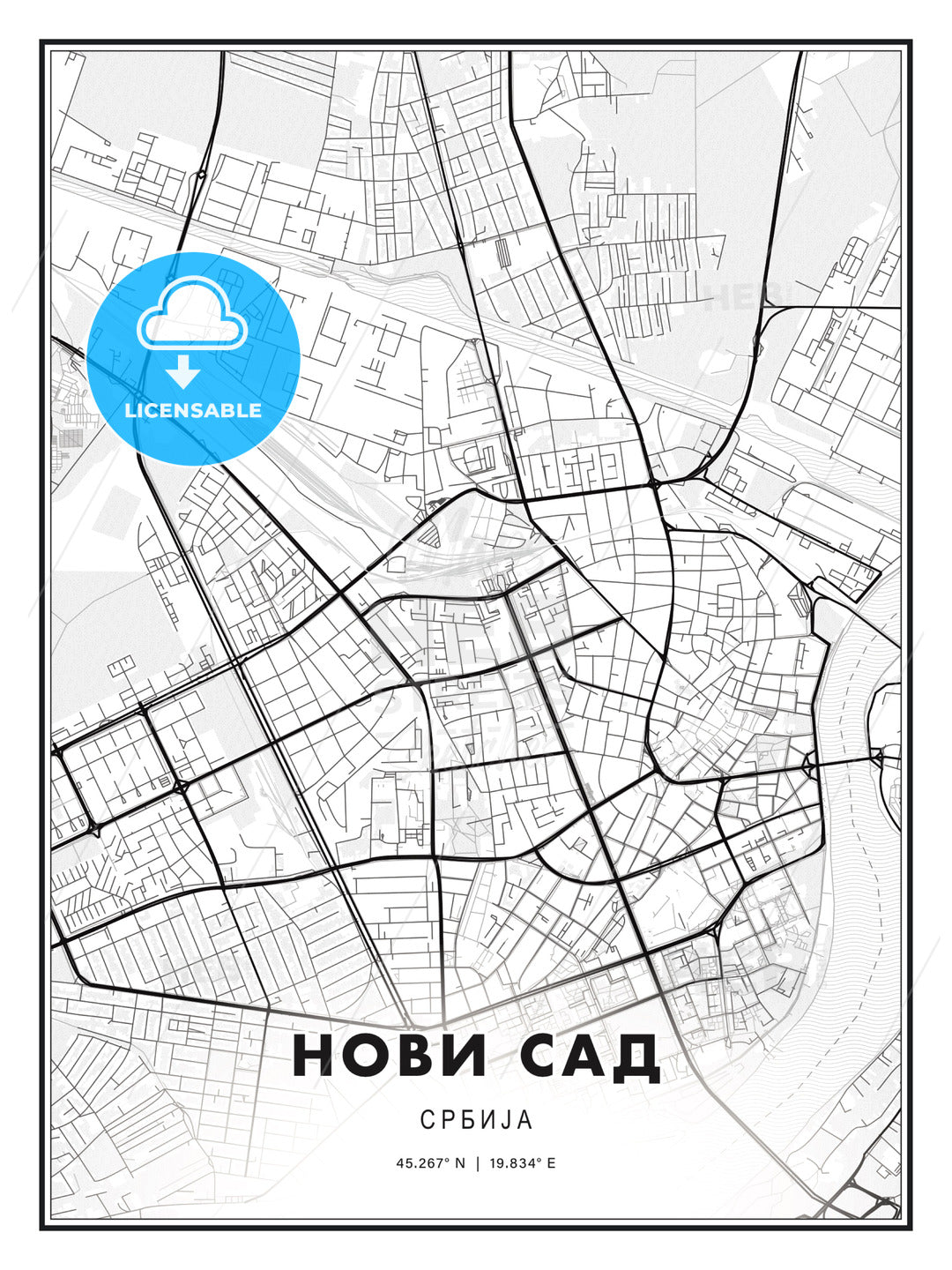 НОВИ САД / Novi Sad, Serbia, Modern Print Template in Various Formats - HEBSTREITS Sketches