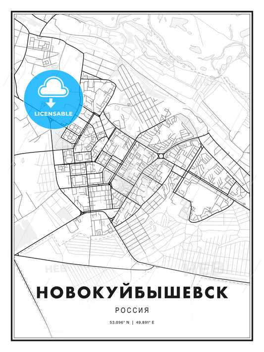 НОВОКУЙБЫШЕВСК / Novokuybyshevsk, Russia, Modern Print Template in Various Formats - HEBSTREITS Sketches
