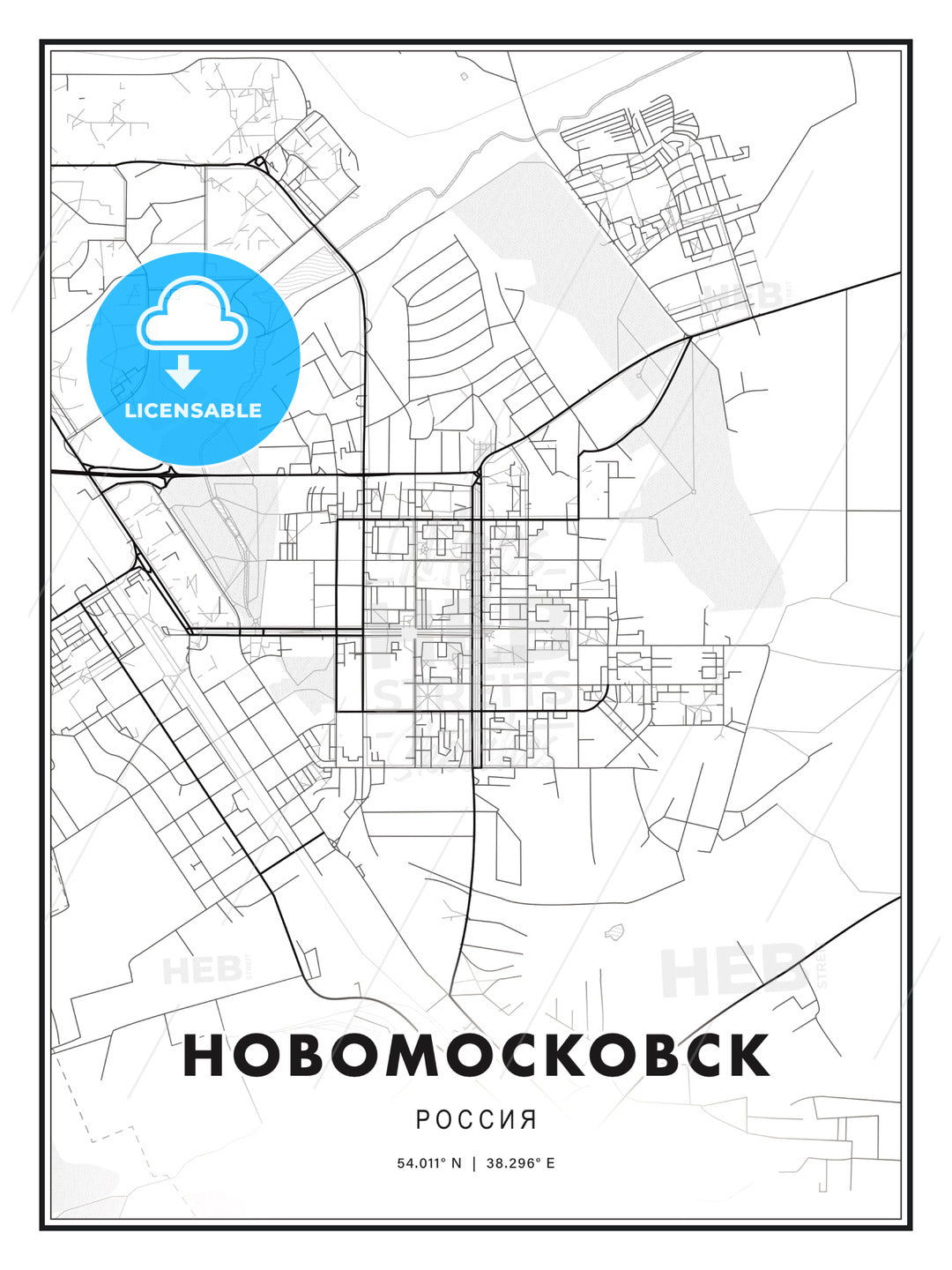 НОВОМОСКОВСК / Novomoskovsk, Russia, Modern Print Template in Various Formats - HEBSTREITS Sketches