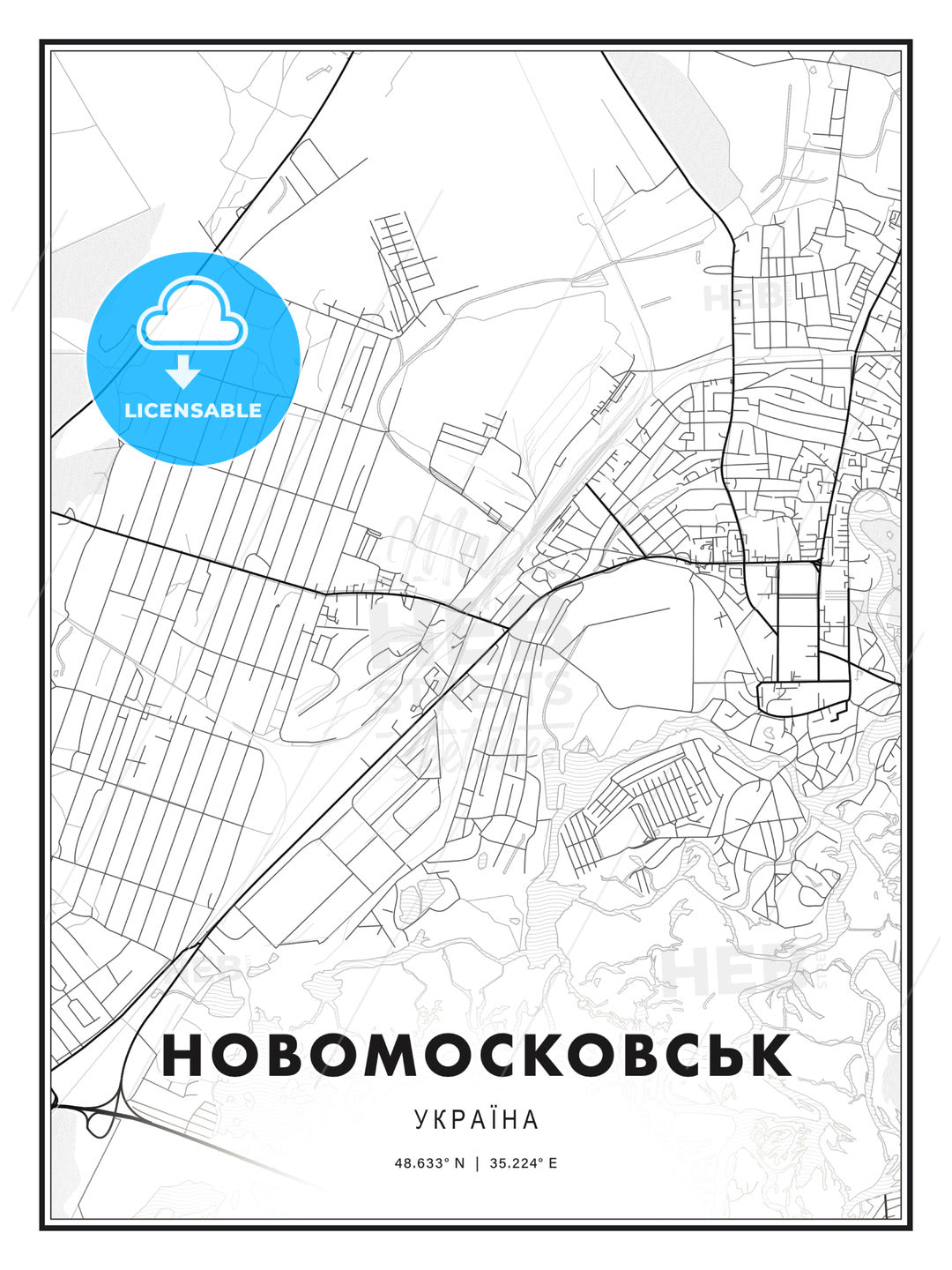 НОВОМОСКОВСЬК / Novomoskovsk, Ukraine, Modern Print Template in Various Formats - HEBSTREITS Sketches