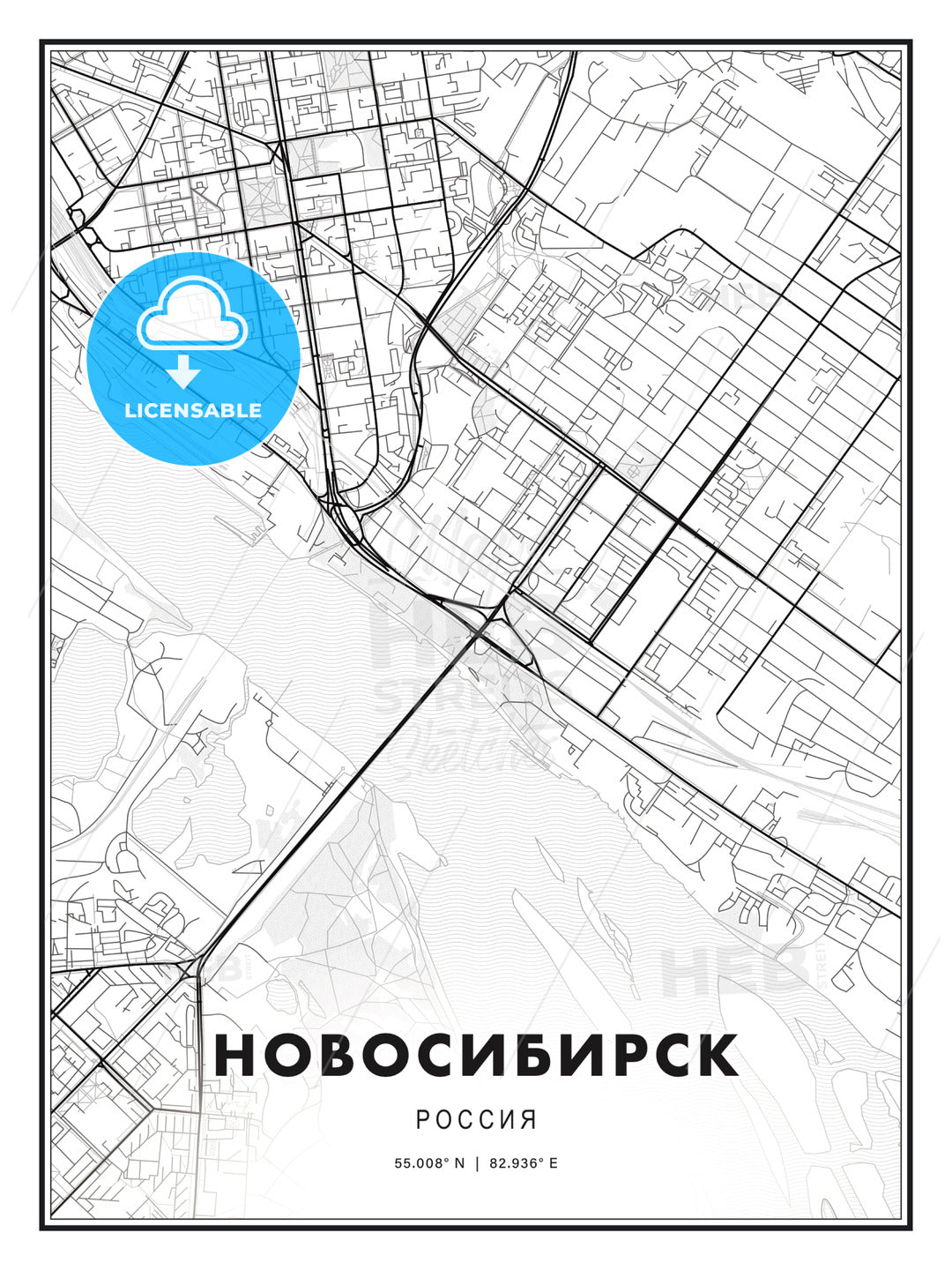 НОВОСИБИРСК / Novosibirsk, Russia, Modern Print Template in Various Formats - HEBSTREITS Sketches