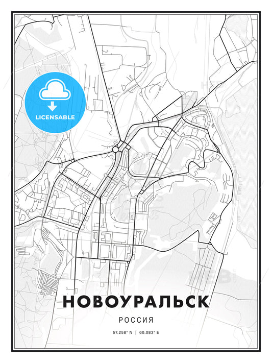 НОВОУРАЛЬСК / Novouralsk, Russia, Modern Print Template in Various Formats - HEBSTREITS Sketches