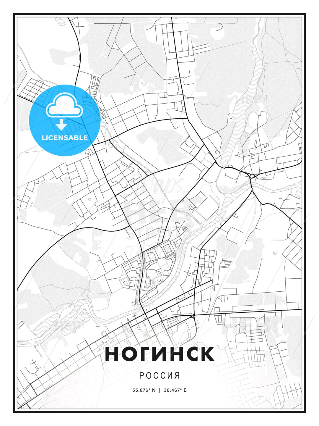 НОГИНСК / Noginsk, Russia, Modern Print Template in Various Formats - HEBSTREITS Sketches