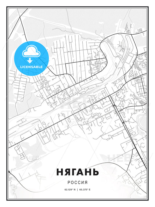 НЯГАНЬ / Nyagan, Russia, Modern Print Template in Various Formats - HEBSTREITS Sketches
