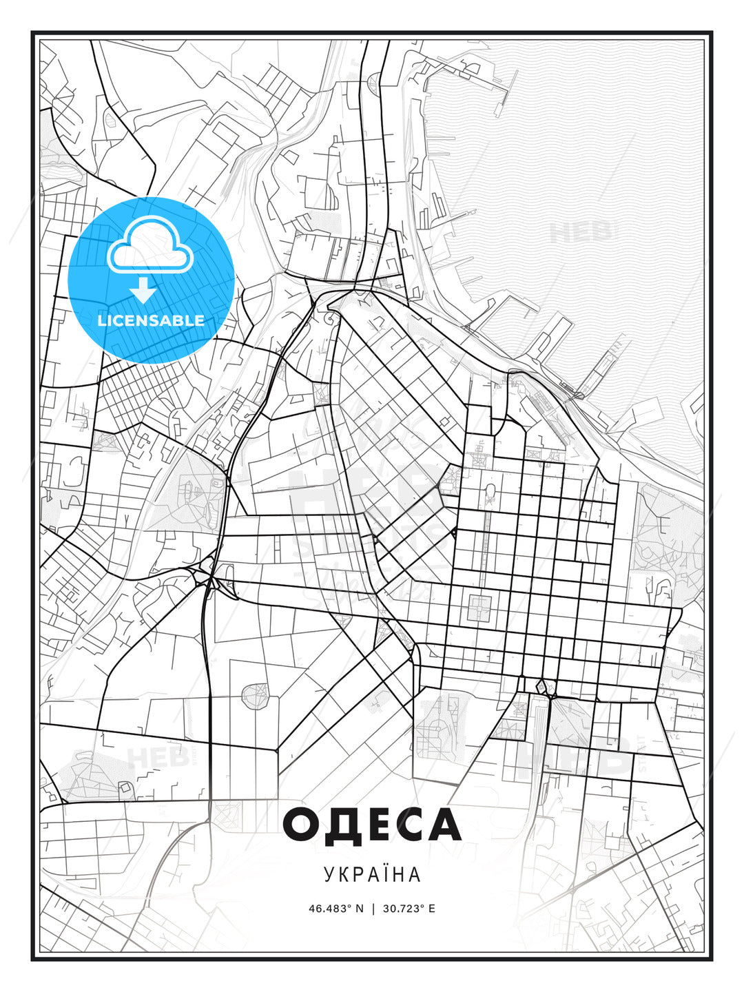 ОДЕСА / Odessa, Ukraine, Modern Print Template in Various Formats - HEBSTREITS Sketches