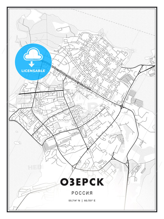 ОЗЕРСК / Ozyorsk, Russia, Modern Print Template in Various Formats - HEBSTREITS Sketches