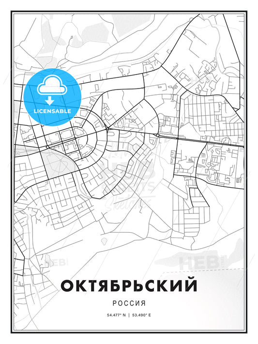 ОКТЯБРЬСКИЙ / Oktyabrsky, Russia, Modern Print Template in Various Formats - HEBSTREITS Sketches