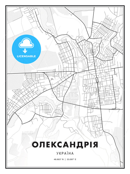 ОЛЕКСАНДРІЯ / Oleksandriia, Ukraine, Modern Print Template in Various Formats - HEBSTREITS Sketches