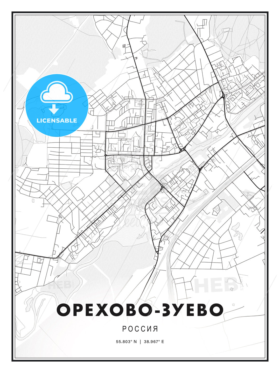 ОРЕХОВО-ЗУЕВО / Orekhovo-Zuyevo, Russia, Modern Print Template in Various Formats - HEBSTREITS Sketches