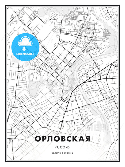 ОРЛОВСКАЯ / Oryol, Russia, Modern Print Template in Various Formats - HEBSTREITS Sketches