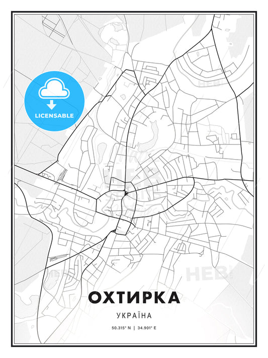 ОХТИРКА / Okhtyrka, Ukraine, Modern Print Template in Various Formats - HEBSTREITS Sketches