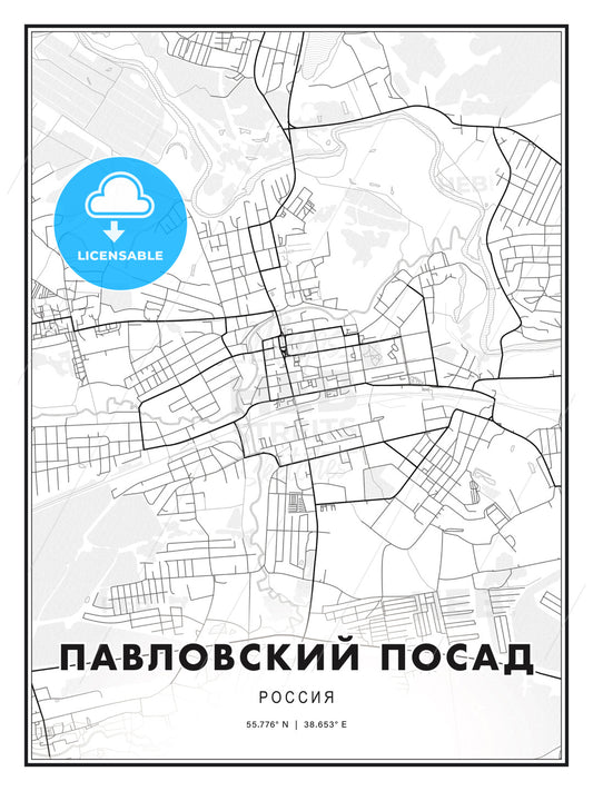 ПАВЛОВСКИЙ ПОСАД / Pavlovsky Posad, Russia, Modern Print Template in Various Formats - HEBSTREITS Sketches