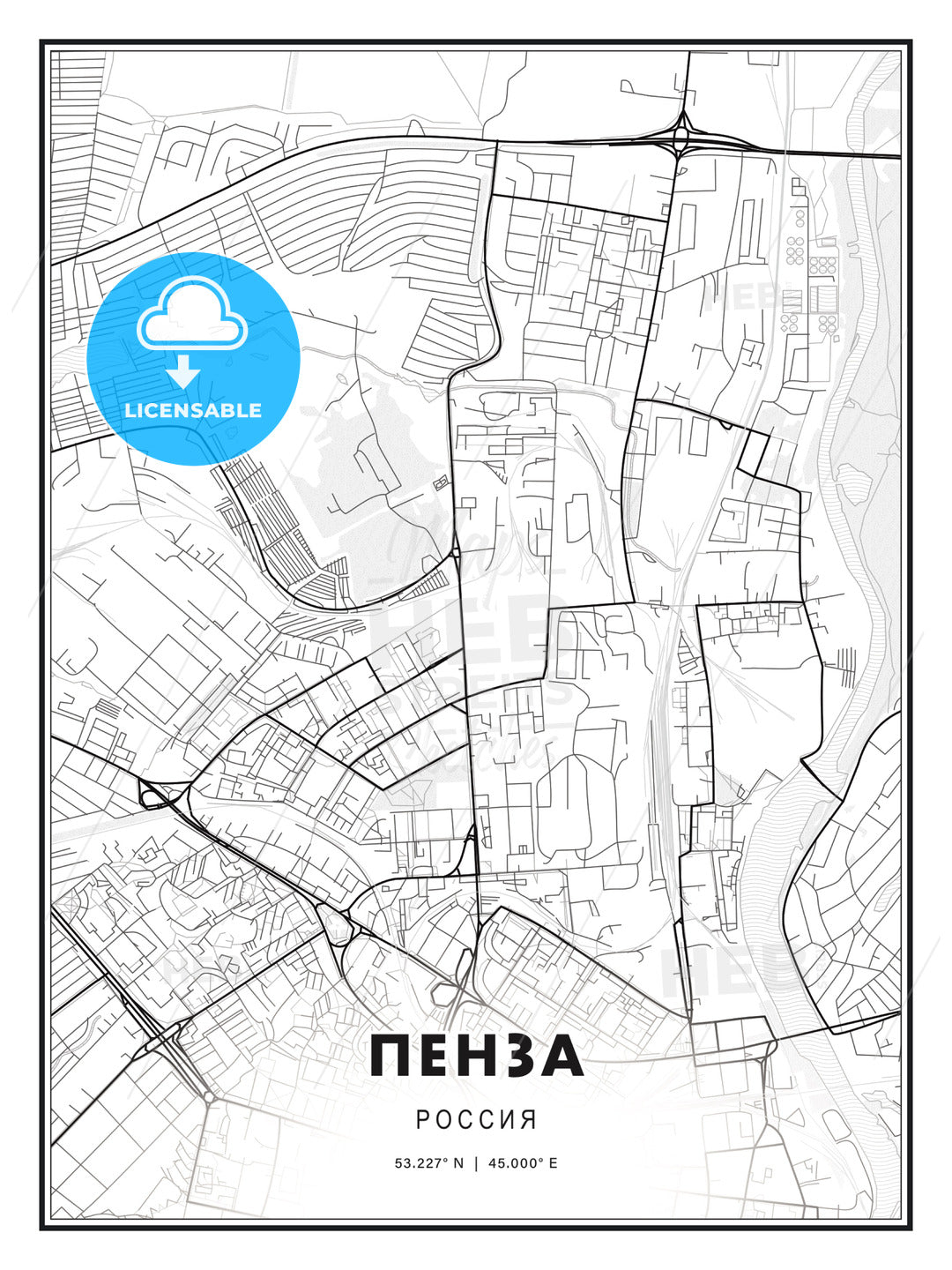 ПЕНЗА / Penza, Russia, Modern Print Template in Various Formats - HEBSTREITS Sketches