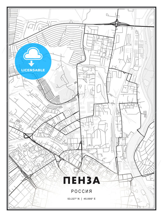 ПЕНЗА / Penza, Russia, Modern Print Template in Various Formats - HEBSTREITS Sketches