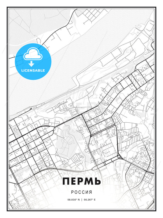 ПЕРМЬ / Perm, Russia, Modern Print Template in Various Formats - HEBSTREITS Sketches