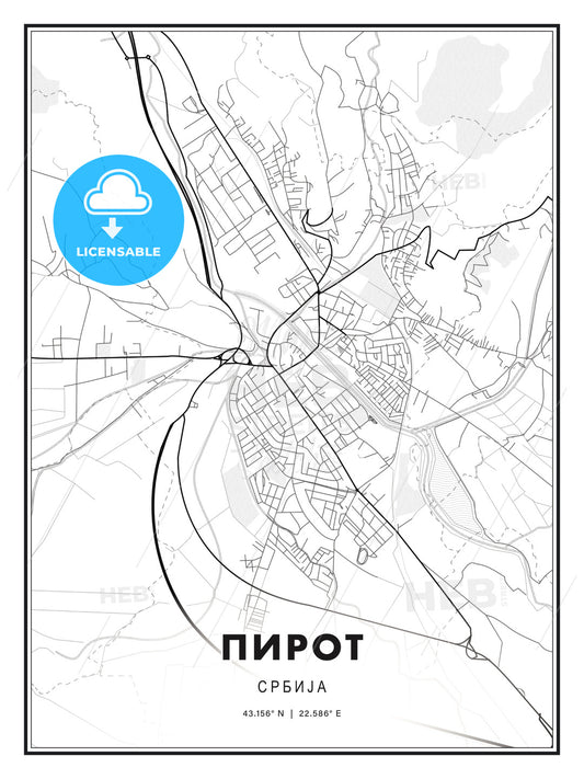 ПИРОТ / Pirot, Serbia, Modern Print Template in Various Formats - HEBSTREITS Sketches
