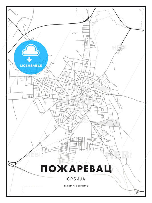 ПОЖАРЕВАЦ / Požarevac, Serbia, Modern Print Template in Various Formats - HEBSTREITS Sketches