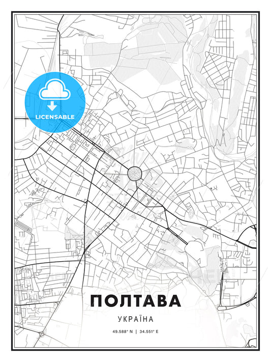 ПОЛТАВА / Poltava, Ukraine, Modern Print Template in Various Formats - HEBSTREITS Sketches
