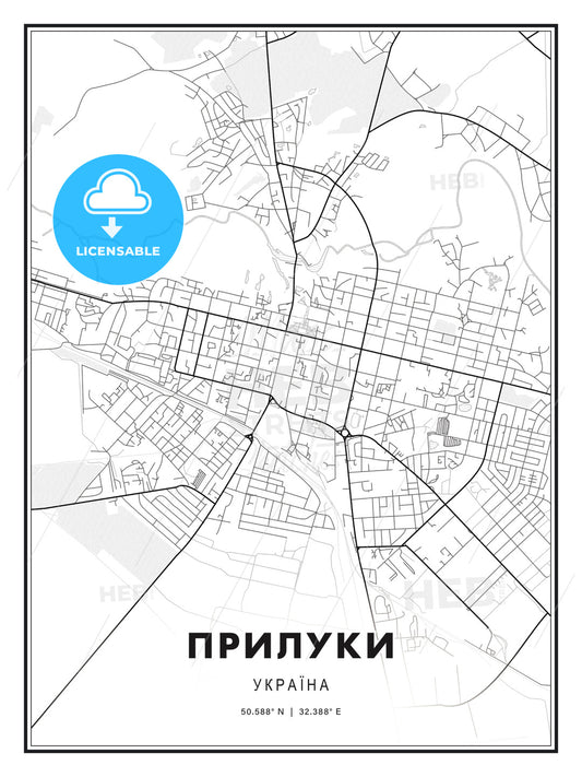 ПРИЛУКИ / Pryluky, Ukraine, Modern Print Template in Various Formats - HEBSTREITS Sketches