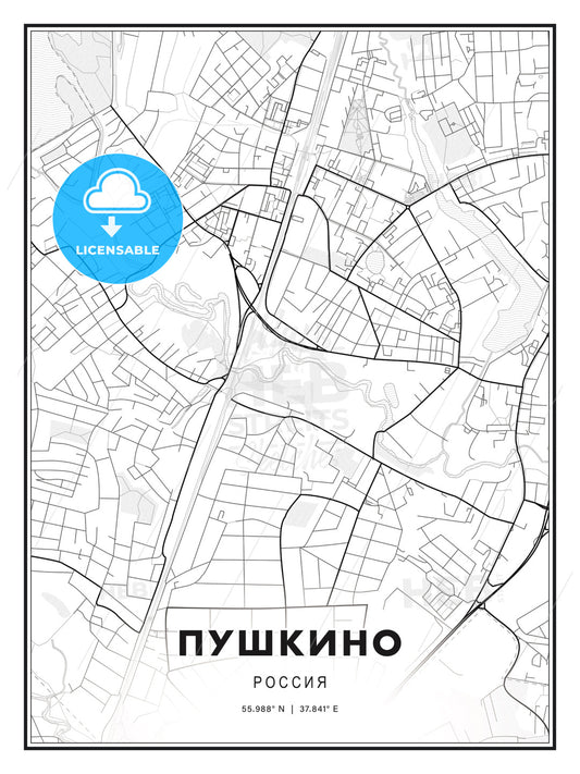 ПУШКИНО / Pushkino, Russia, Modern Print Template in Various Formats - HEBSTREITS Sketches