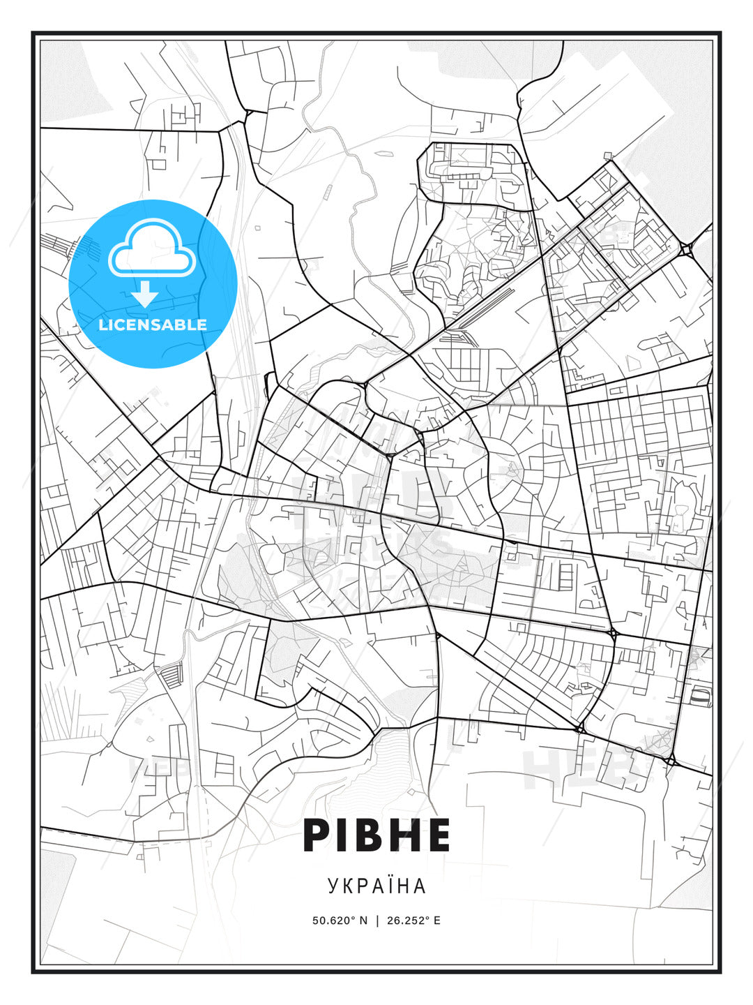 РІВНЕ / Rivne, Ukraine, Modern Print Template in Various Formats - HEBSTREITS Sketches