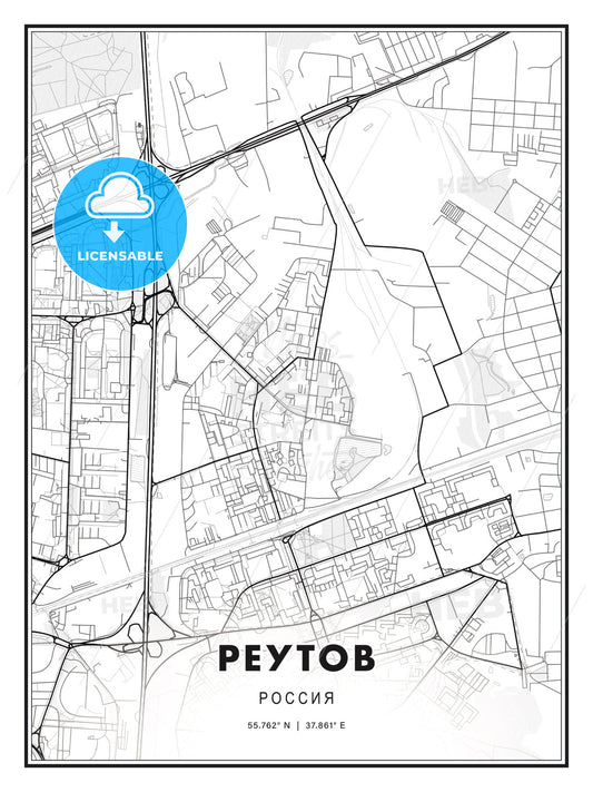 РЕУТОВ / Reutov, Russia, Modern Print Template in Various Formats - HEBSTREITS Sketches