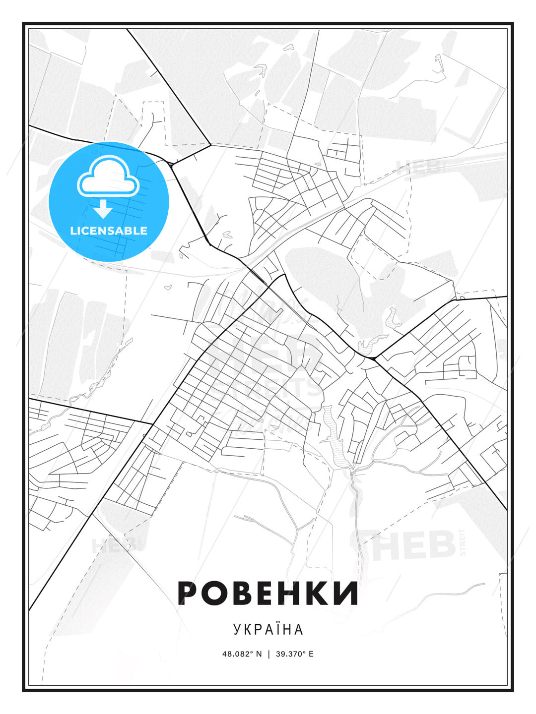 РОВЕНКИ / Rovenky, Ukraine, Modern Print Template in Various Formats - HEBSTREITS Sketches