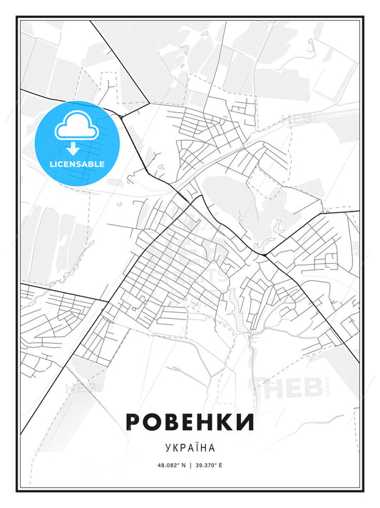 РОВЕНКИ / Rovenky, Ukraine, Modern Print Template in Various Formats - HEBSTREITS Sketches