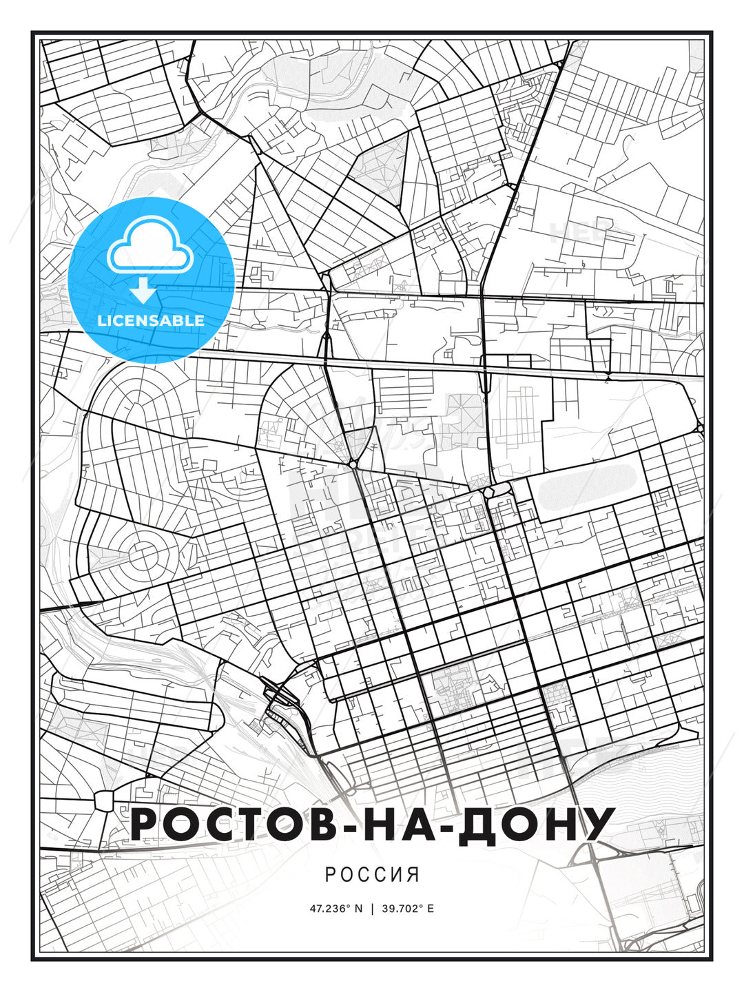 РОСТОВ-НА-ДОНУ / Rostov-on-Don, Russia, Modern Print Template in Various Formats - HEBSTREITS Sketches