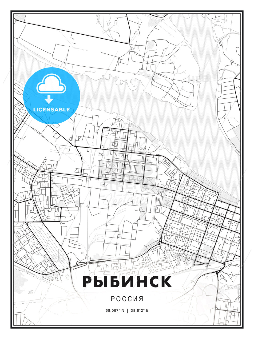 РЫБИНСК / Rybinsk, Russia, Modern Print Template in Various Formats - HEBSTREITS Sketches