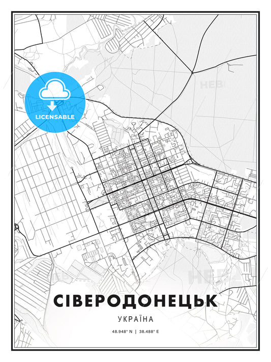 СІВЕРОДОНЕЦЬК / Sieverodonetsk, Ukraine, Modern Print Template in Various Formats - HEBSTREITS Sketches