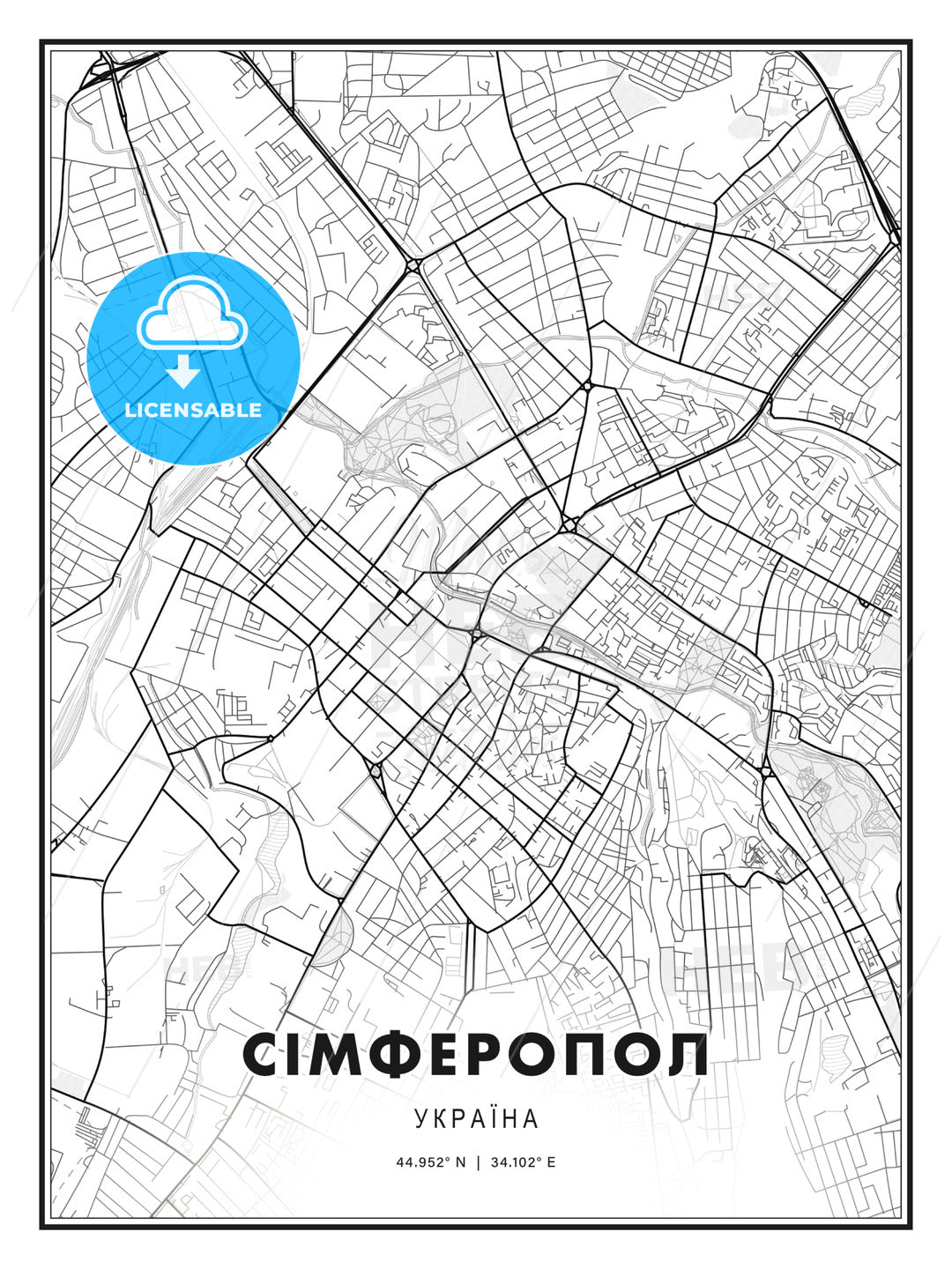 СІМФЕРОПОЛ / Simferopol, Ukraine, Modern Print Template in Various Formats - HEBSTREITS Sketches